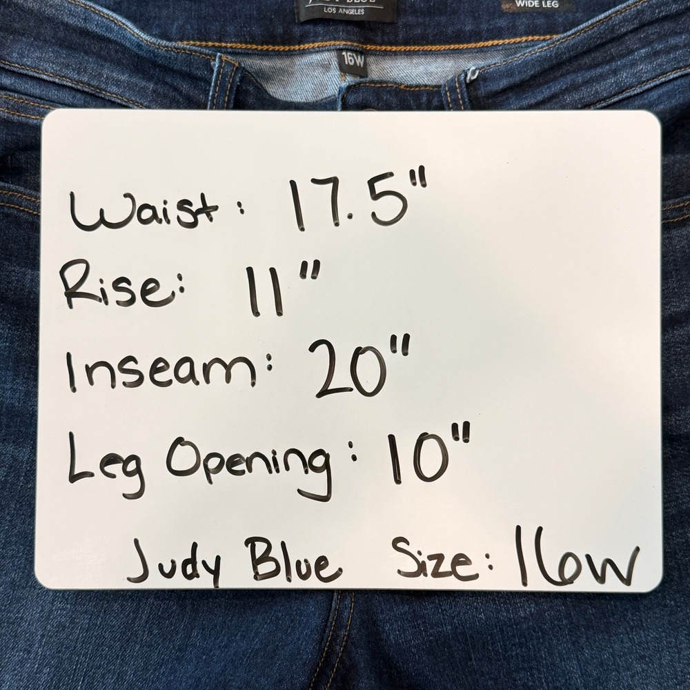 Judy Blue High Rise Wide Leg Cropped Jeans 16W Dark Wash Raw Hem Stretch Capsule - Picture 8 of 12